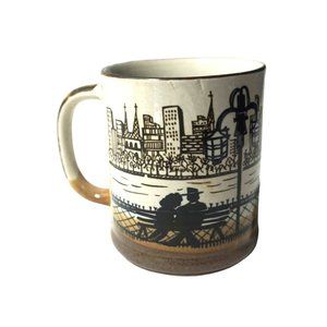 Vintage Japanese Otagiri Mug | Romantic Couple Overlooking Cityscape | 4" Tall